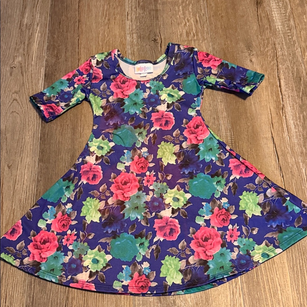 LuLaRoe Girls Floral Swing Dress in Purple, Pink, Teal, Green